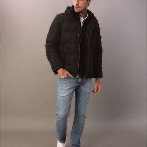 Jaqueta Masculina Matelassê Calvin Klein Com Capuz – Preto GG