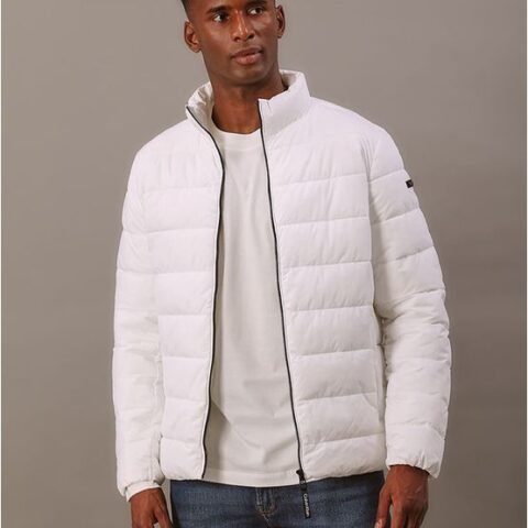 Jaqueta Masculina Matelasse Calvin Klein Com Zíper – Branco 2