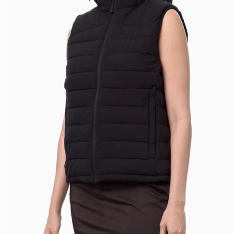 Colete Feminino Matelassê com Zíper Calvin Klein Jeans Preto