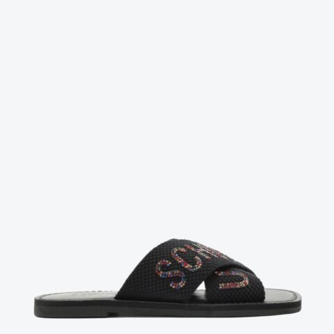 Sandália Rasteira X Schutz Logo Preta: estilo e conforto para o dia a dia
