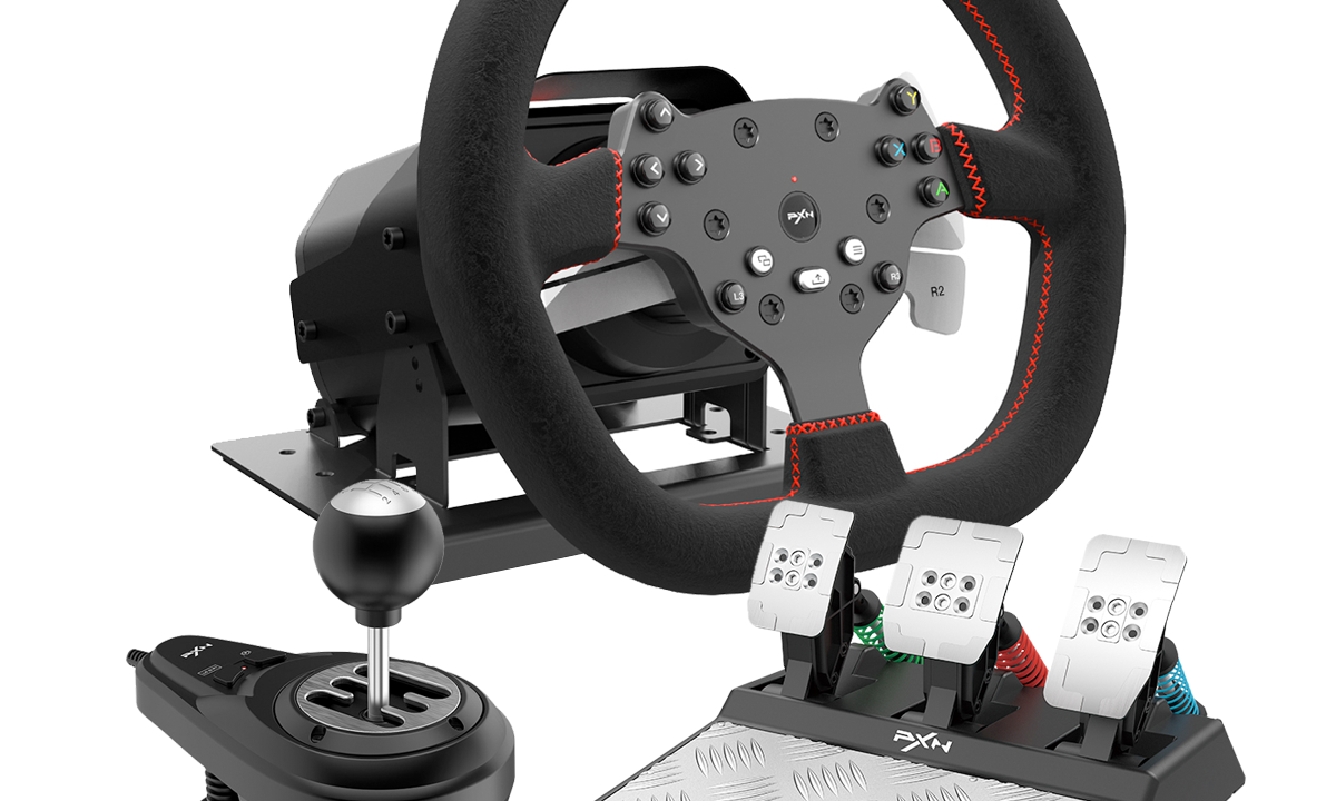 Volante Gamer PXN Force Feedback V10 com Pedal e Câmbio – Experiência Realista nas Corridas