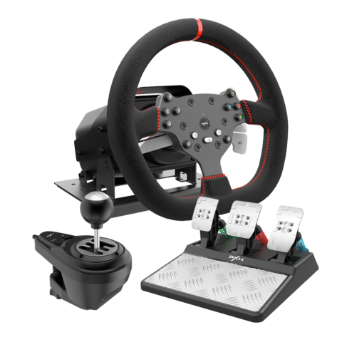 Volante Gamer PXN Force Feedback V10 com Pedal e Câmbio – Experiência Realista nas Corridas