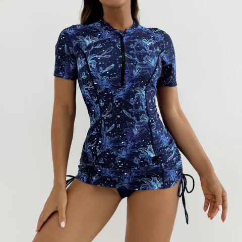 Conjunto Tankini Estampado Feminino com Zíper – Estilo e Conforto para Praia e Piscina