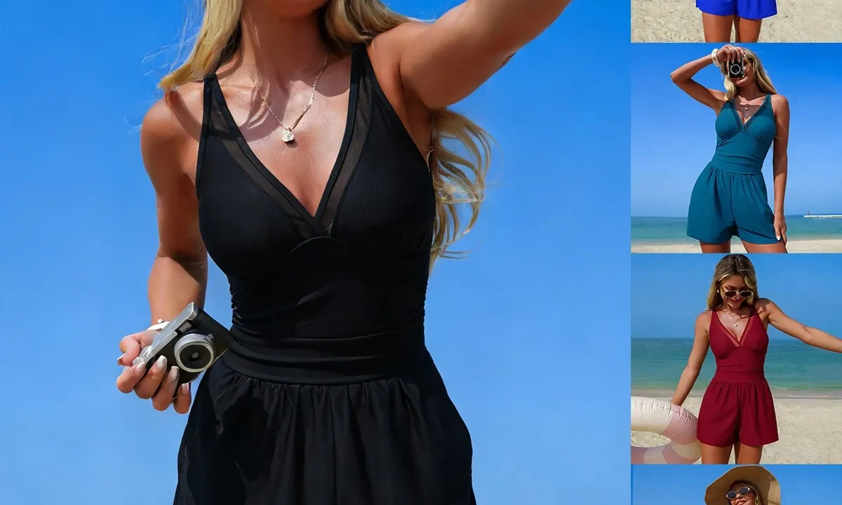 Maiô Preto com Decote V e Painel de Tule – Conforto e Estilo na Medida