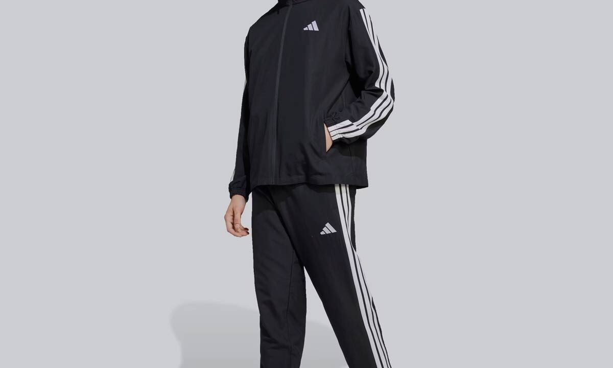 Agasalho Adidas 3 Stripes WV Preto e Branco – Conforto e Estilo Casual