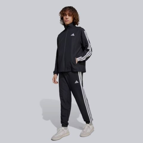 Agasalho Adidas 3 Stripes WV Preto e Branco – Conforto e Estilo Casual