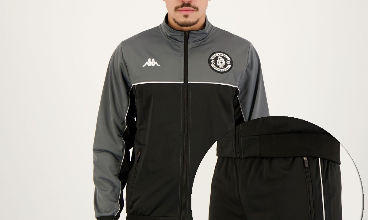 Agasalho Kappa Vasco Trilobal Preto e Cinza – Conforto e Estilo para Torcer