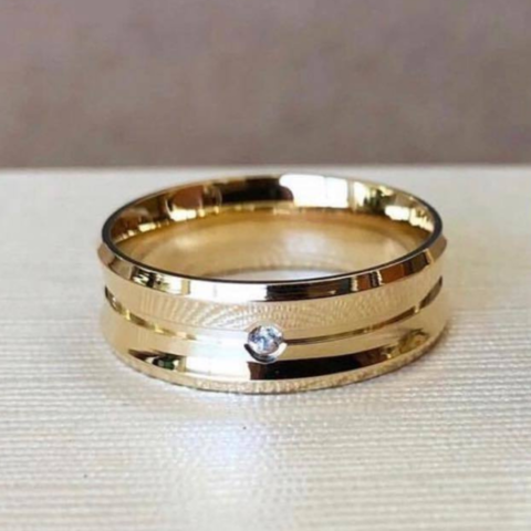 Aliança Avulsa Modelo Côncava 8mm com Zircônia – Qualidade e Estilo