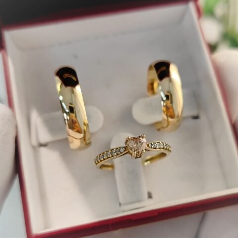 Alianças abauladas 6mm + Anel Cherry: Escolha a Cor da Pedra