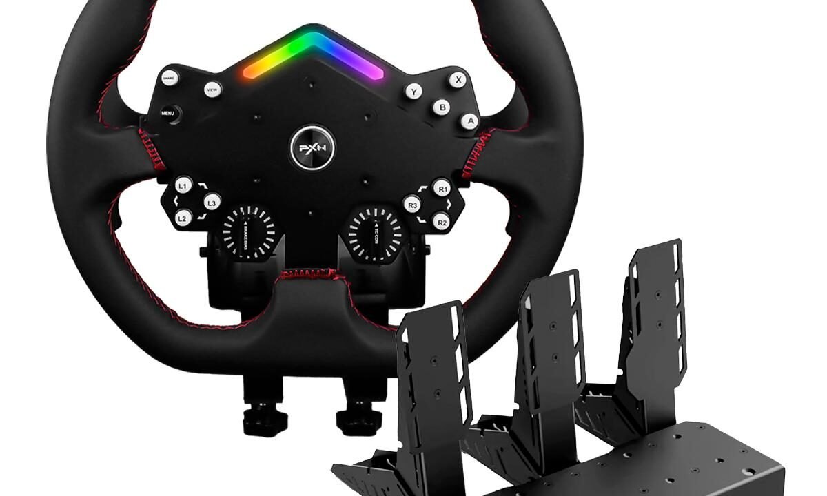 Conjunto Volante Pedal Gamer PXN-V12LITE: Experiência Realista para PC e PS4