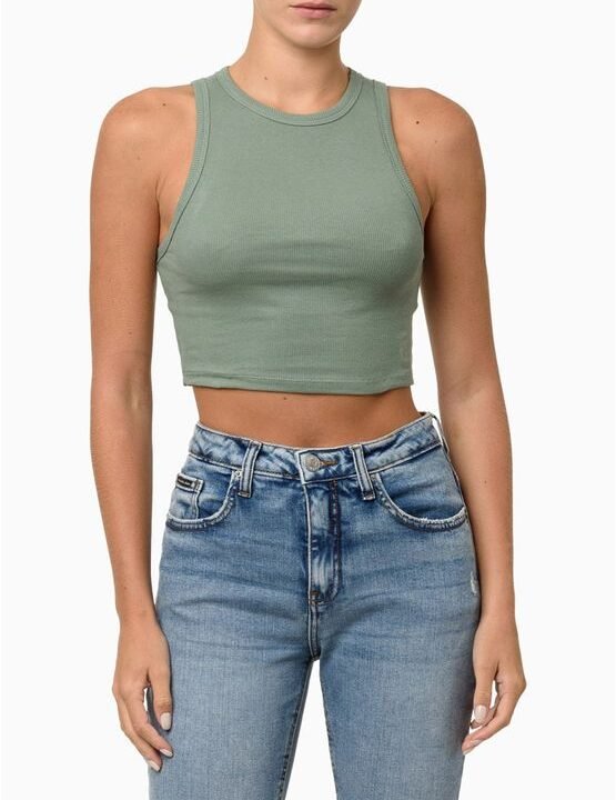 Regata Feminina Cropped Ribana Verde Calvin Klein Jeans – Conforto e Estilo Casual