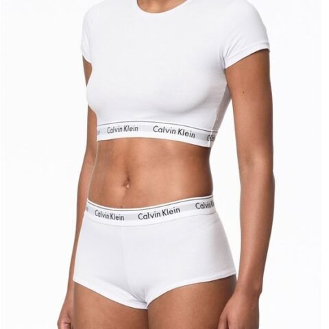 Top Feminino Manga Curta Modern Cotton Calvin Klein Branco – Conforto e Estilo