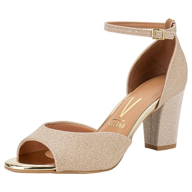 Sandália Feminina Salto Médio Vizzano 6262206 Dourado – Conforto e Estilo