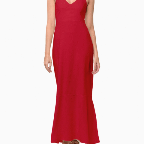 Vestido Feminino Longo Vermelho Calvin Klein Jeans – Sofisticação e Conforto