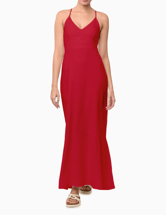 Vestido Feminino Longo Vermelho Calvin Klein Jeans – Sofisticação e Conforto
