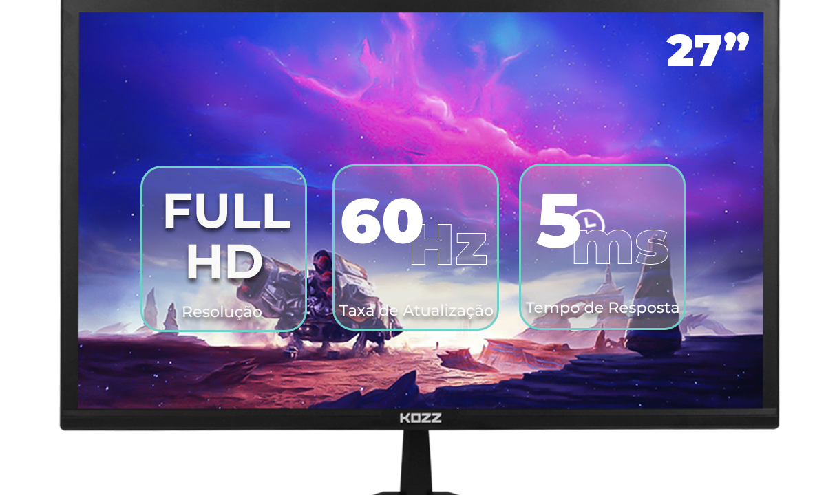 Monitor Gamer Kozz M2700 27” Full HD com Redução de Luz Azul – Qualidade e Conforto Visual