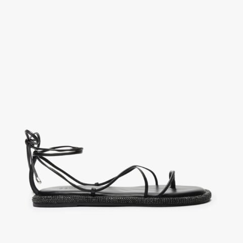 Sandália Rasteira Kittie Amarração Preta | Schutz – Estilo e Conforto para o seu Dia a Dia