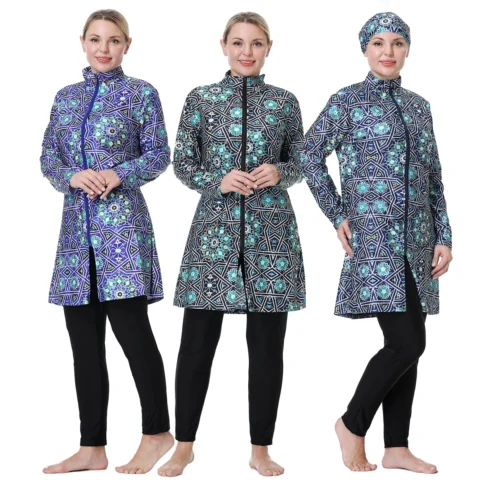 Burkini Plus Size com Estampa – Conforto e Cobertura para Mulheres Muçulmanas