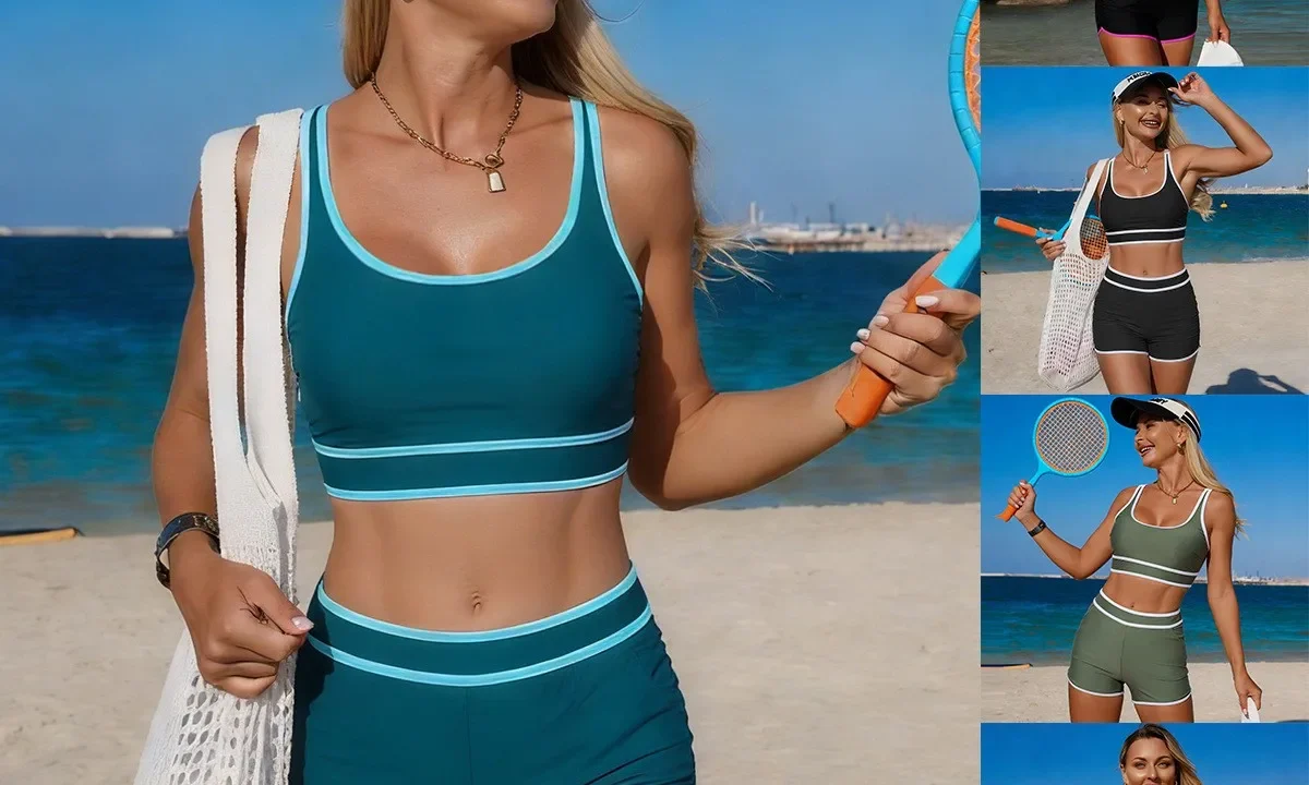 Biquíni Conjunto Cropped e Shorts Cintura Alta – Oferta Imperdível no Aliexpress