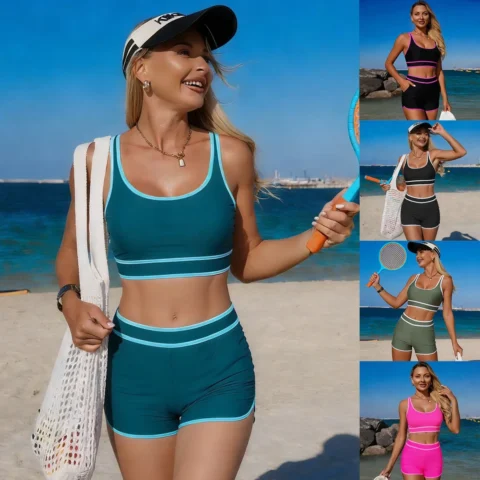Biquíni Conjunto Cropped e Shorts Cintura Alta – Oferta Imperdível no Aliexpress