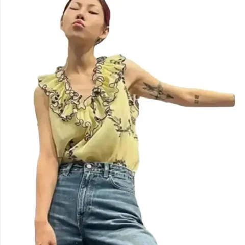 Summer Fresh Floral V-neck Vest Feminino – Elegância e Conforto em Tamanhos Grandes