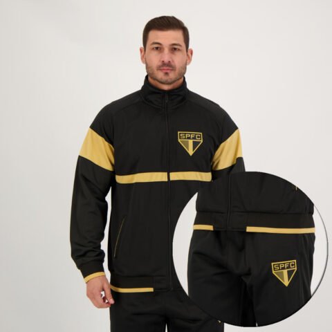 Agasalho São Paulo Trilobal Preto e Dourado – Conforto e Estilo para Torcer