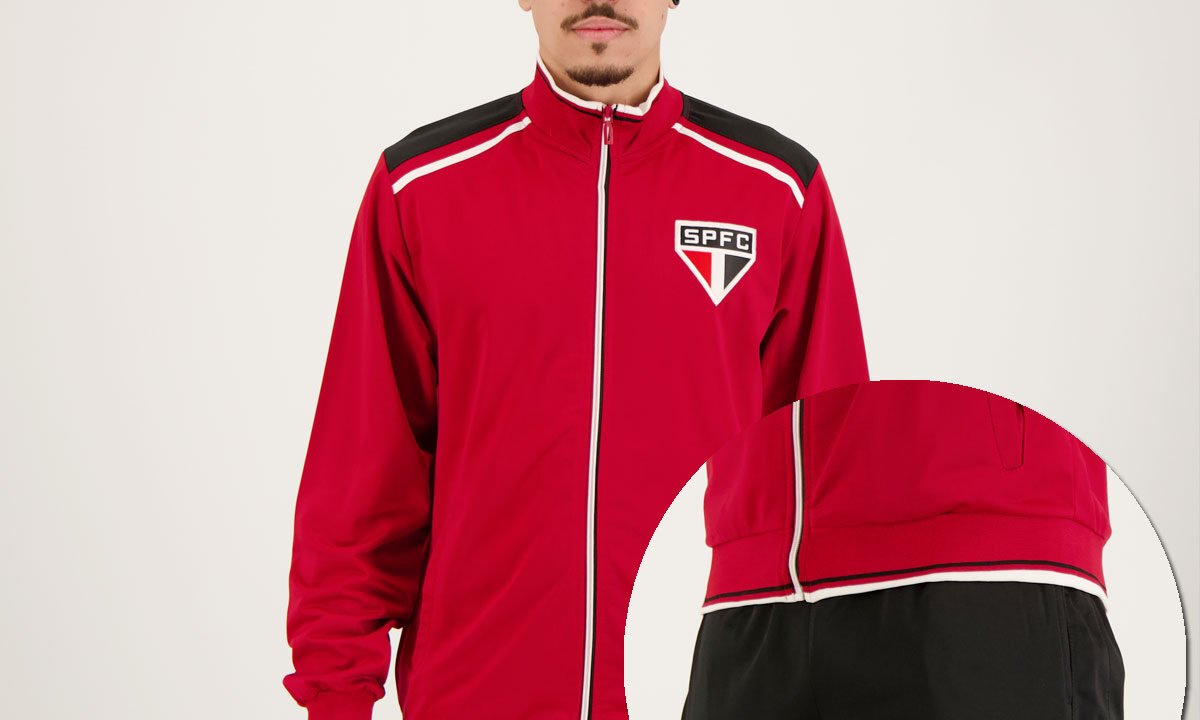 Agasalho São Paulo Trilobal Tricolor Vermelho e Preto – Conforto e Estilo para Torcer