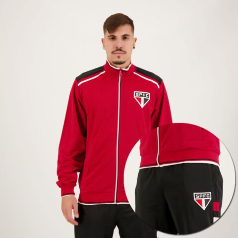 Agasalho São Paulo Trilobal Tricolor Vermelho e Preto – Conforto e Estilo para Torcer