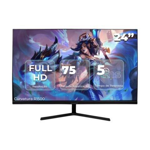 Monitor Gamer 24’’ FHD Curvo R1500 5ms 75Hz Kozz Redução Luz Azul – KZ-M2405C