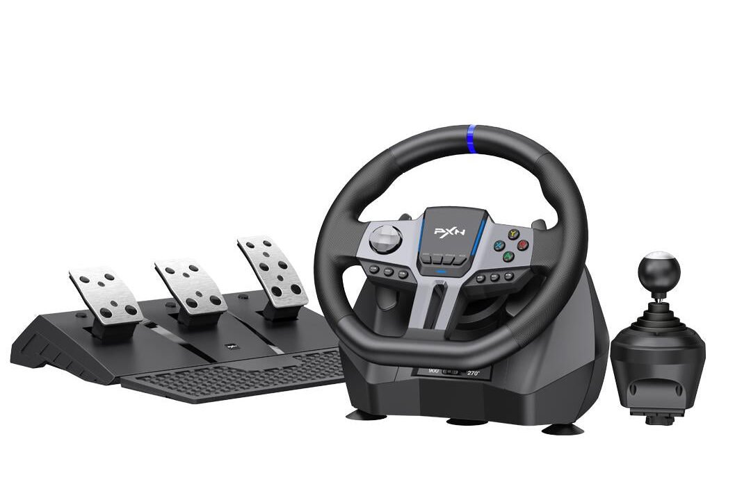 Joystick Volante PXN-V9: Simulador Racing com Vibração e Câmbio Embreagem