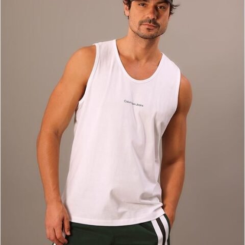 Regata Calvin Klein Jeans Masculina Logo Centralizado – Branco PP