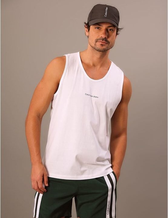 Regata Calvin Klein Jeans Masculina Logo Centralizado – Branco PP