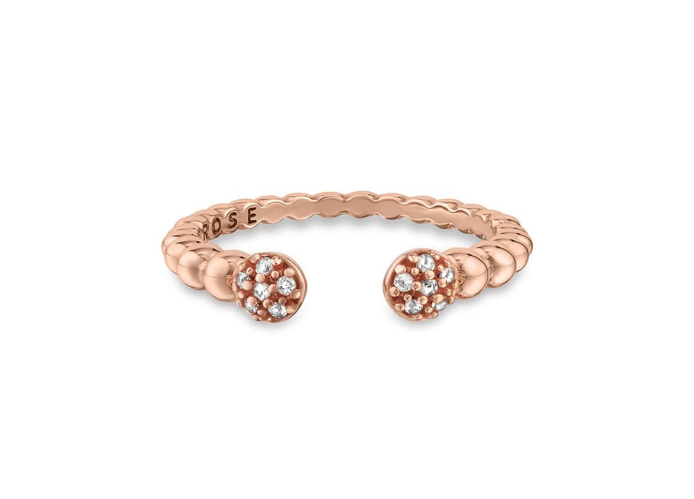 Anel Life Pink Pavê Aberto em Liga Rosé com Banho de Ouro Rosé 18k e Pedras Incolores – Vivara