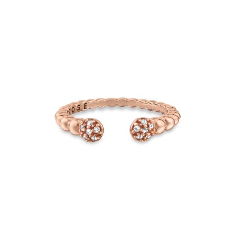 Anel Life Pink Pavê Aberto em Liga Rosé com Banho de Ouro Rosé 18k e Pedras Incolores – Vivara