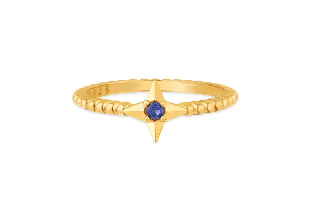 Anel Life Cosmic em Prata 925 com Banho de Ouro Amarelo 18k e Pedra Azul – Oferta Vivara