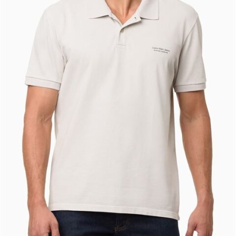 Polo Masculina Micrologo Registered Calvin Klein Jeans – Areia
