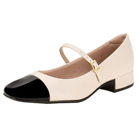 Sapato Feminino Salto Grosso Moleca – Conforto e Estilo em Marfim 34