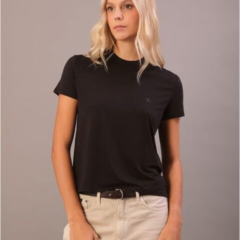 Camiseta Feminina Visco Lycra Calvin Klein Jeans Preto – Conforto e Estilo