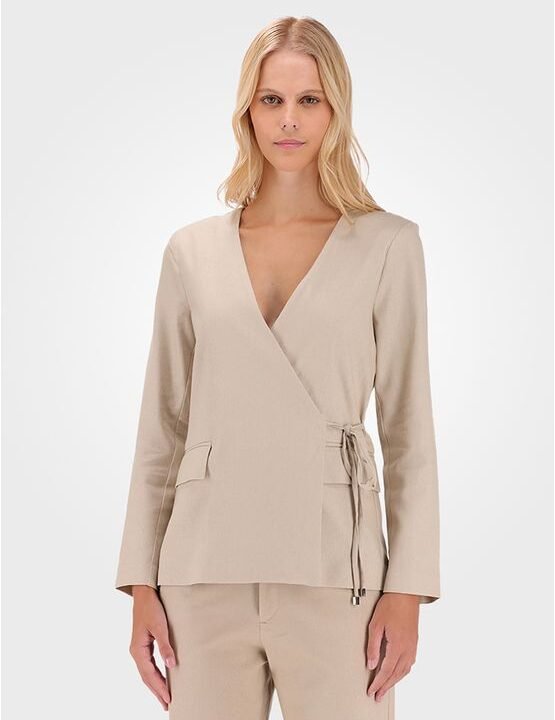 Blazer Feminino Amarração Linho Coenizado Calvin Klein Caqui Claro 40