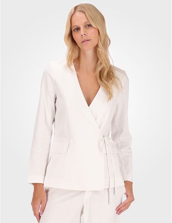 Blazer Feminino Amarração Linho Coenizado Calvin Klein – Branco 2 40