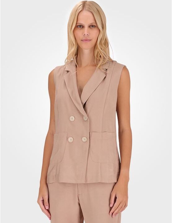 Colete Feminino 4 Botões Viscose Sarjada Calvin Klein Caqui Claro 40