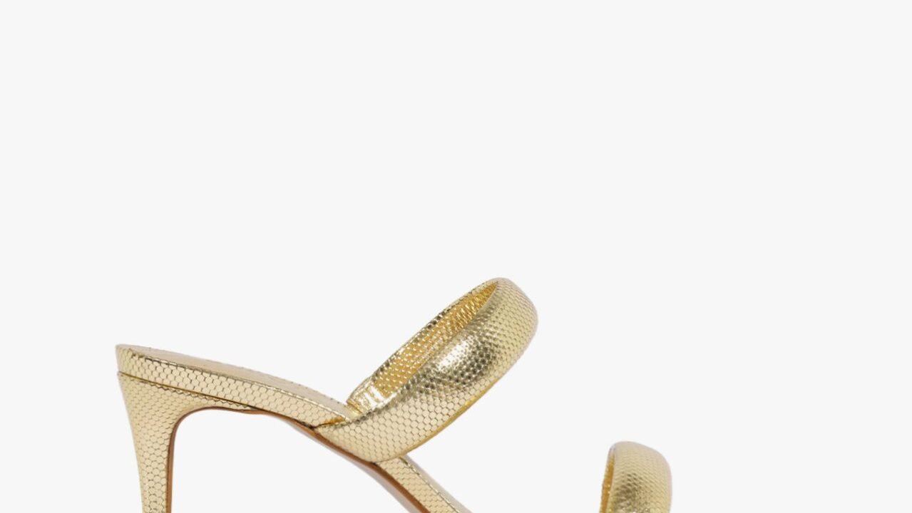 Sandália Mule Salto Médio Couro Tiras Dourada | Schutz: Elegância e Versatilidade