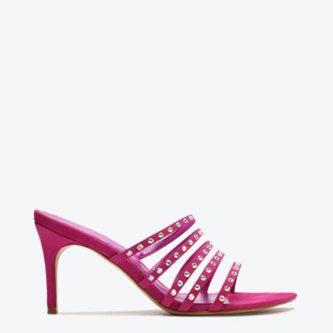Sandália Tiras Brilho Camurça Rosa | Schutz – Estilo e Elegância para Seus Pés