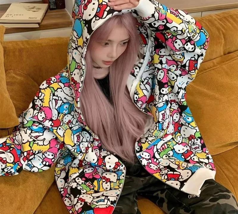 Casaco Y2K Girl com Estampa Hello Kitty – Conforto e Estilo Casual Feminino