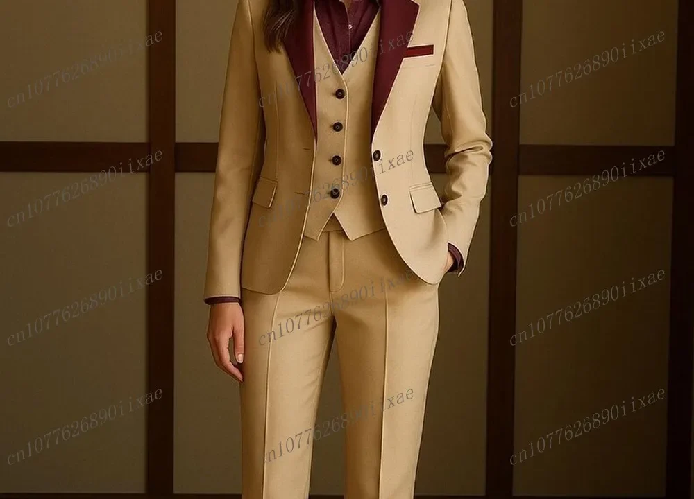 Conjunto Feminino Burgundy Collar Champagne: Elegância para Eventos Formais