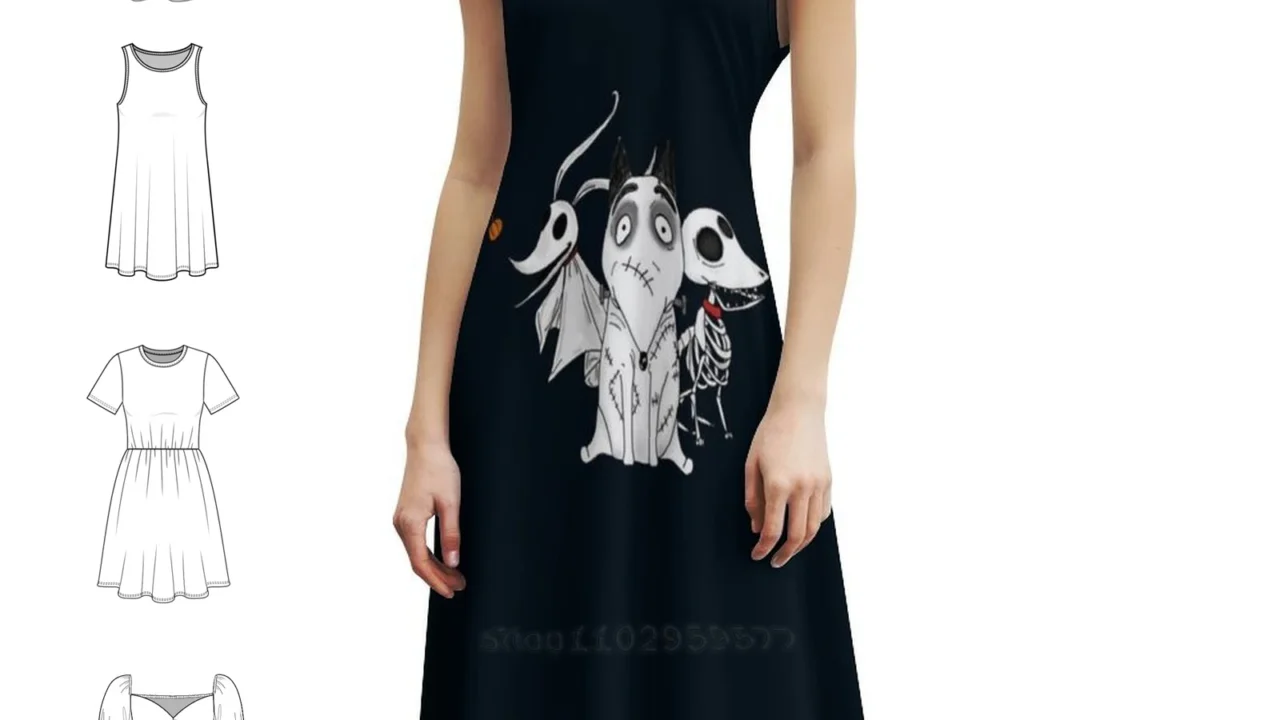 Vestido Feminino Hip Hop Tim Burton – Corpo da Noiva com 50% OFF no Aliexpress