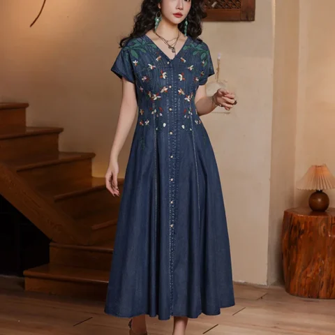Vestido Jeans Feminino TIYIHAILEY: Estilo Chinês com Desconto de 35%