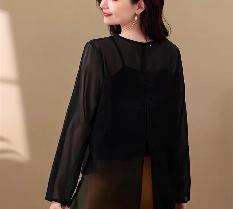 Blusa Feminina Transparente Plus Size – Proteção Solar e Conforto