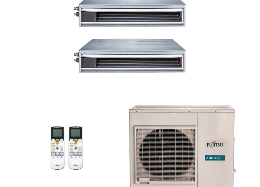 Ar-Condicionado Multi Split Inverter Fujitsu 35.000 BTUs (2x Evap Duto 18.000) Quente/Frio 220V