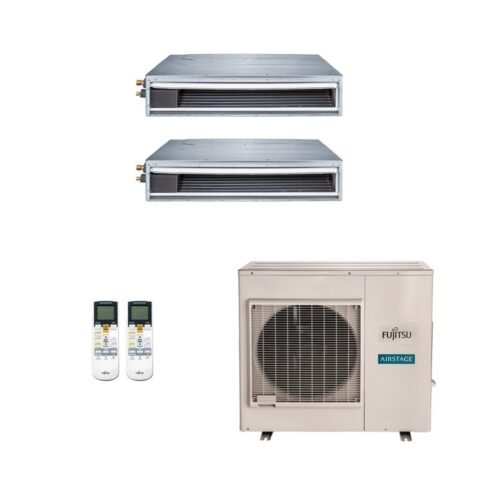 Ar-Condicionado Multi Split Inverter Fujitsu 35.000 BTUs (2x Evap Duto 18.000) Quente/Frio 220V